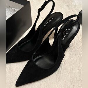 Aqua Sleek Black Suede Heels